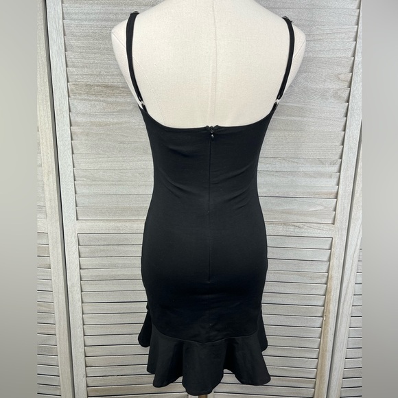 PRINCESS POLLY Black Sleeveless Mini Dress with Flounced Hem-0 - Picture 2 of 2